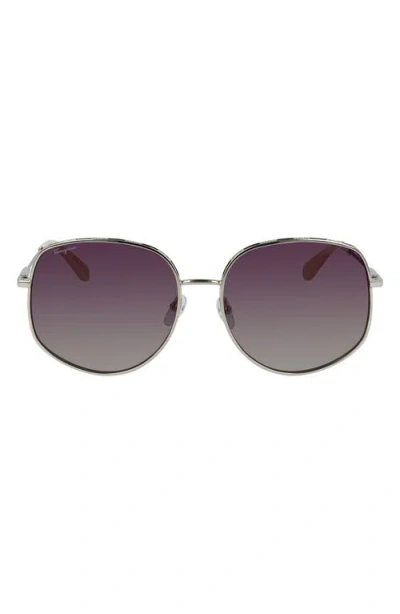 Ferragamo 61mm Gancini Oversize Sunglasses In Gold/ivory