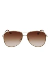 Ferragamo Men's Gradient Metal Aviator Sunglasses In Rose Gold/tortoise/brown