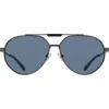 Ferragamo 62mm Oversize Aviator Sunglasses In Matte Dark Gunmetal