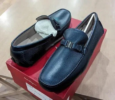 Pre-owned Ferragamo $695 Mens Salvatore  "amer" Leather Loafers Dark Blue Us 11.5 E