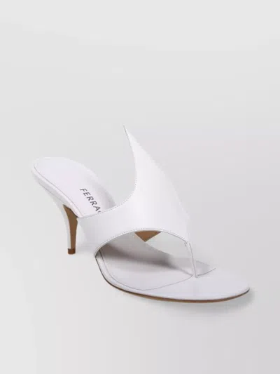 Ferragamo 70 Kitten Heel Leather Sole Sandals In White