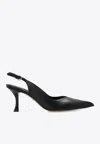 Ferragamo Egna 70 Leather Slingback Pumps In Black