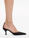 Ferragamo 70mm Cable-link Chain Satin-finish Pumps In Black
