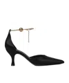Ferragamo 70mm Cable-link Chain Satin-finish Pumps In Black