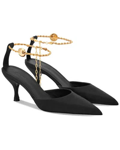 Ferragamo 70mm Cable-link Leather Chain Pump In Black