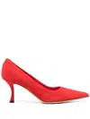 Ferragamo Women's Elydea 70 Pointed Toe Pumps In Red