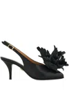 Ferragamo 70mm Flower-embellished Slingback Pumps In Black