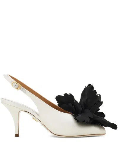 Ferragamo 70mm Flower-embellished Slingback Pumps In Neutral