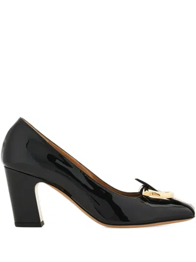 Ferragamo 70mm Gancini Block-heel Pumps In Black