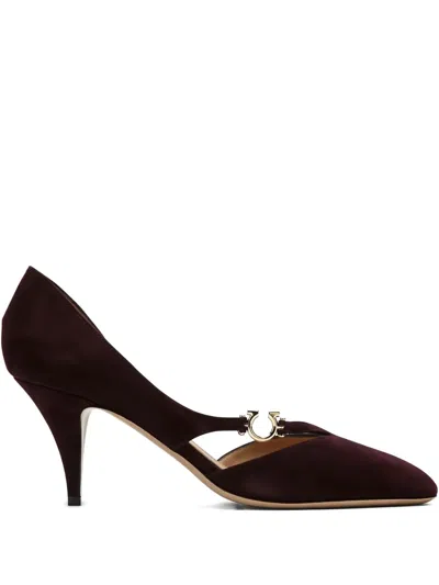 Ferragamo Pumps With Gancini Detail Dark Barolo Women In Blue