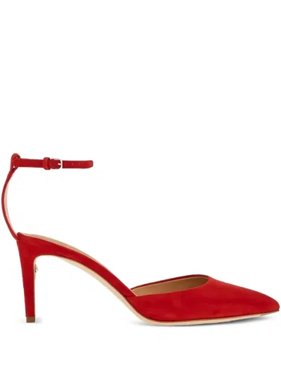 Ferragamo Iman 70 Suede Pumps In Red