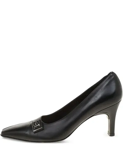 Pre-owned Ferragamo 70mm Leather Heeled Pumps In Black