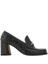 Ferragamo Harry Croc-effect Leather Pumps In Black