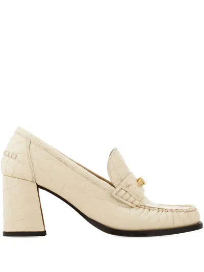 Ferragamo 70mm Leather Loafers In White