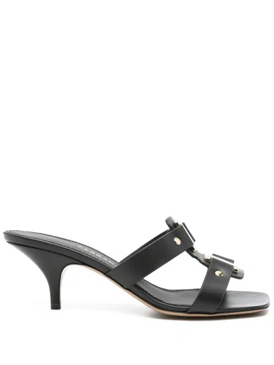 Ferragamo 70mm Leather Mules In Black