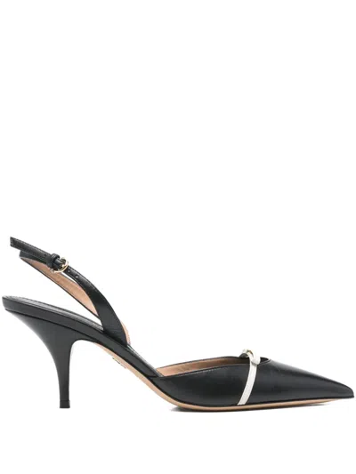 Pre-owned Ferragamo 70mm Leather Slingback Pumps In Black