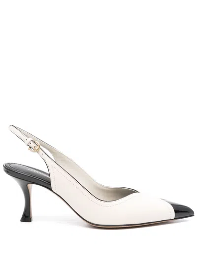 Ferragamo 70mm Leather Slingback Pumps In Neutrals