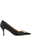 Ferragamo Escarpin Décolleté Maxi Gancini Noir Taille 41 In Black