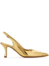 Ferragamo 70mm Metallic-effect Pumps In Gold