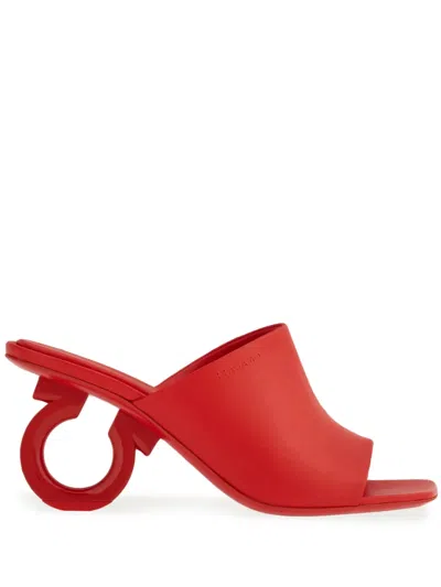 Ferragamo Ladies Red Nappa Astro 70 Elinda Slide Sandals