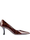 Ferragamo 70mm Patent-leather Leopard-print Pumps In Brown