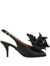 Ferragamo 70mm Flower-embellished Slingback Pumps In Black