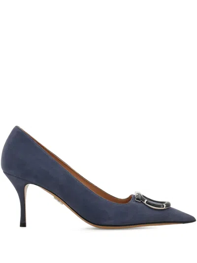 Ferragamo 70mm Pointed Pumps In Blue