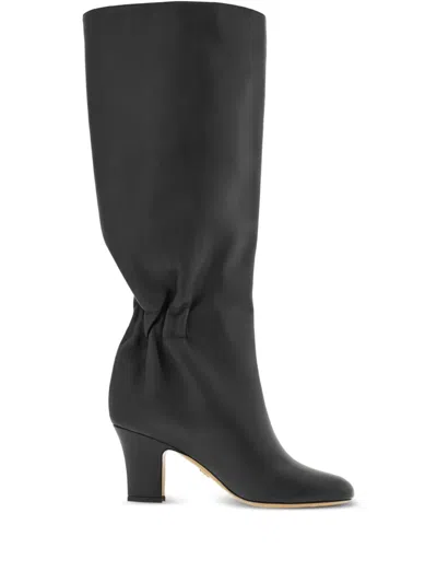 Ferragamo 70mm Ruched Leather Boots In Black