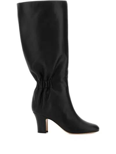 FERRAGAMO 70MM RUCHED LEATHER BOOTS
