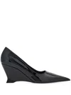 Ferragamo Sloping Heels With Shallow Mouth In Black