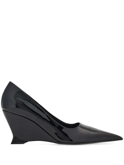 FERRAGAMO FERRAGAMO 70MM WEDGE-HEEL LEATHER PUMPS