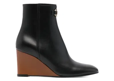 Pre-owned Ferragamo 70mm Wedgeheel Ankle Boots (women's) Sneakers In Black