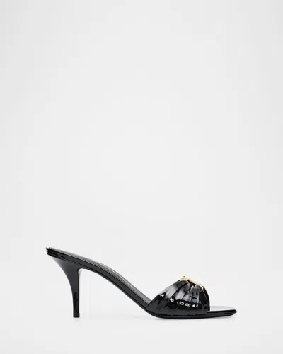 Ferragamo 70mm Witty Patent Leather Mules In Black
