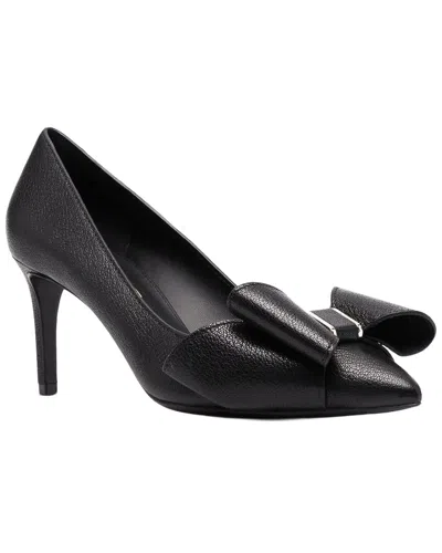 Ferragamo 70mm Zoey Bow Leather Pump In Black