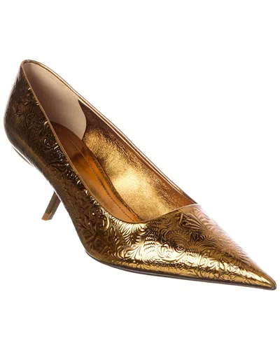 Ferragamo Embossed Floral Eva Pumps In Gold