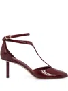 Ferragamo Lysandra Bordeaux Pumps With Logo Lettering On The Sole In Leather In Red
