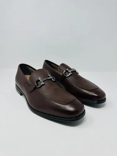 Pre-owned Ferragamo $795 Salvatore  Men's Scarlet Gancini Leather Loafers Brown 11.5 E In Red