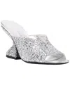 Ferragamo Sandu 85 Glitter-finished Leather Mules In Silver