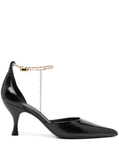 Ferragamo 80mm Logo-engraved Leather Pumps In Black