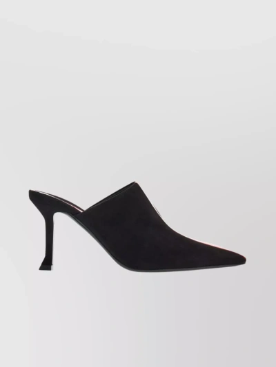 Ferragamo 85mm Heel Pointed Toe Stiletto Mules In Black