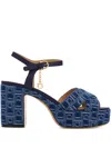 Ferragamo 85mm Monogram Sandals In Blue