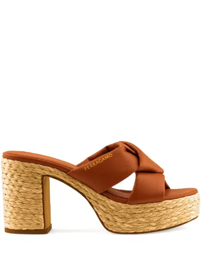 Ferragamo Platform Sandal In Brown