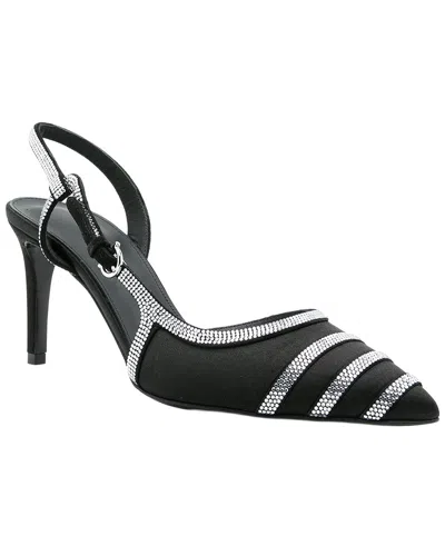 Ferragamo 85mm Rhinestone Leather Slingback Pump In Black