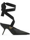 Ferragamo 85mm Ribbon-detail Pointed-toe Mules In Black