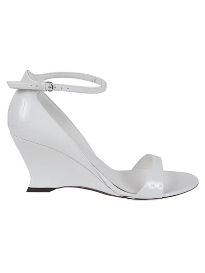 Ferragamo Open-toed Wedge Sandals In White