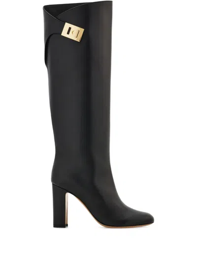 Ferragamo Kniehohe Stiefel Mit Schnalle 90mm In Black