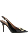 Ferragamo Sara Patent Leather Slingback Pumps In Black