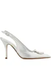 Ferragamo 90mm Gancini Slingback Pumps In Metallic