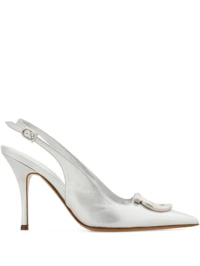 Ferragamo 90mm Gancini Slingback Pumps In Metallic