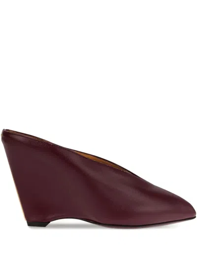 Ferragamo 90mm Peep-toe Leather Sandals In Purple